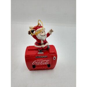 Coca-Cola Santa With Miniature Cooler Christmas Ornament Masterpiece Editions By
